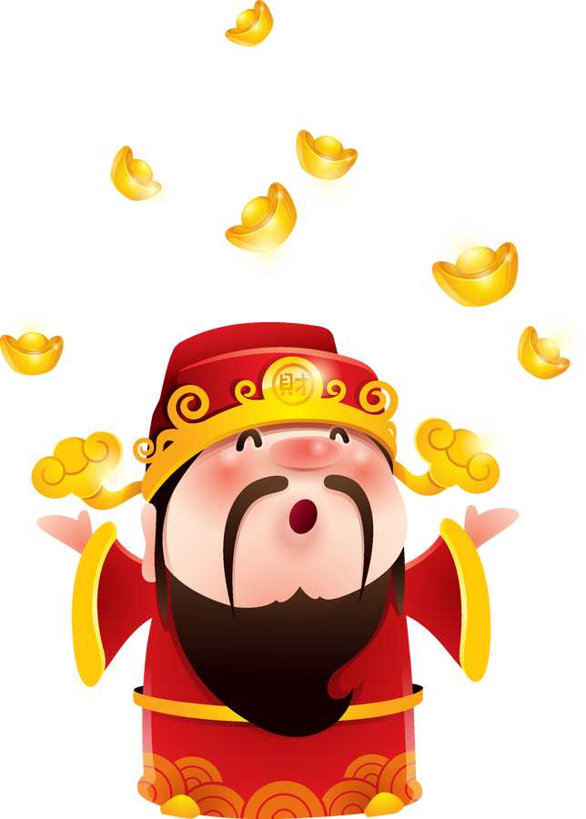 Chinese God of Wealth with Falling Ingot